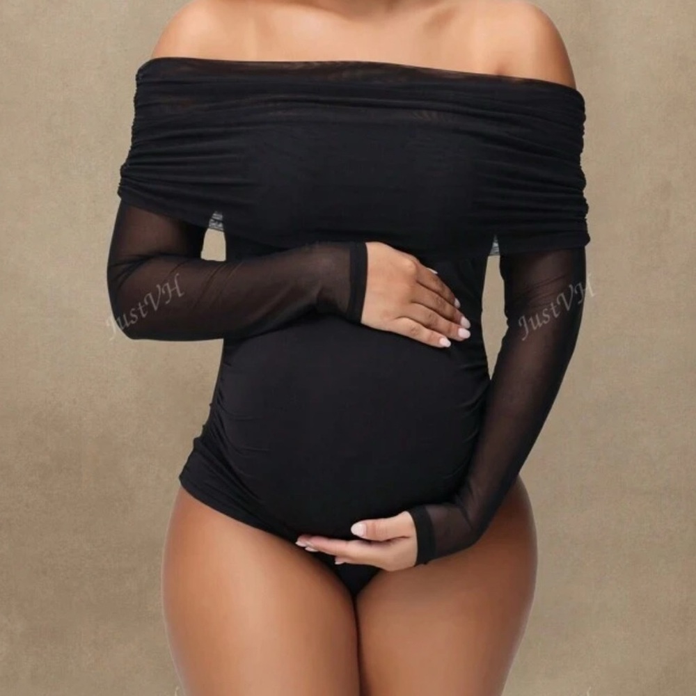 Maternity Black Off-Shoulder Top
